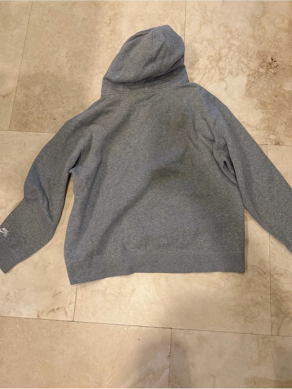 Nike Gray Hoodie with Multicolor Stripe Logo